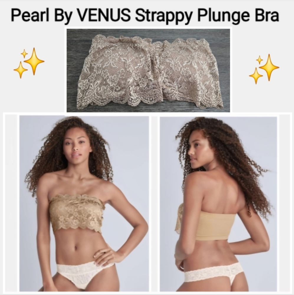 VENUS Tan Bandeau Intimates with Intricate Detailing, Size XL
